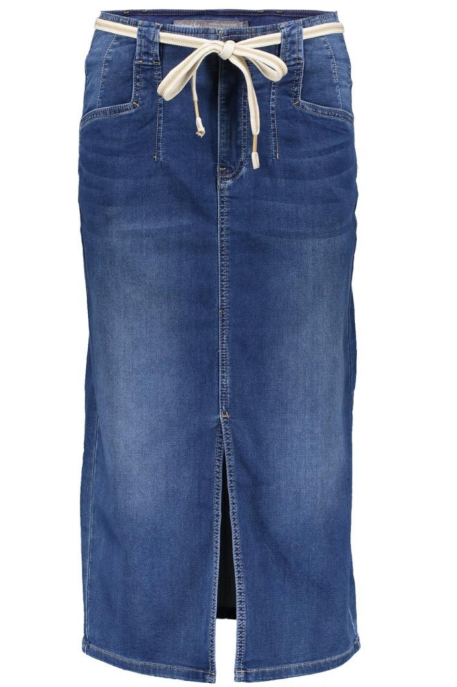 MIDI ROK MET SPLIT 56001 10 811 STONEWASH DENIM